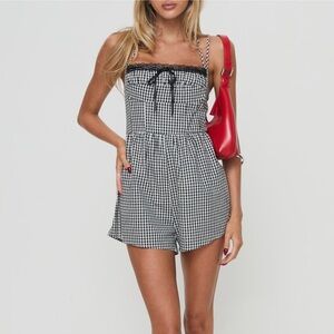 Trynia gingham cotton romper